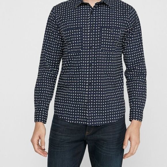 Slim Geometric Print Soft Wash Shirt size large - Picture 1 of 4